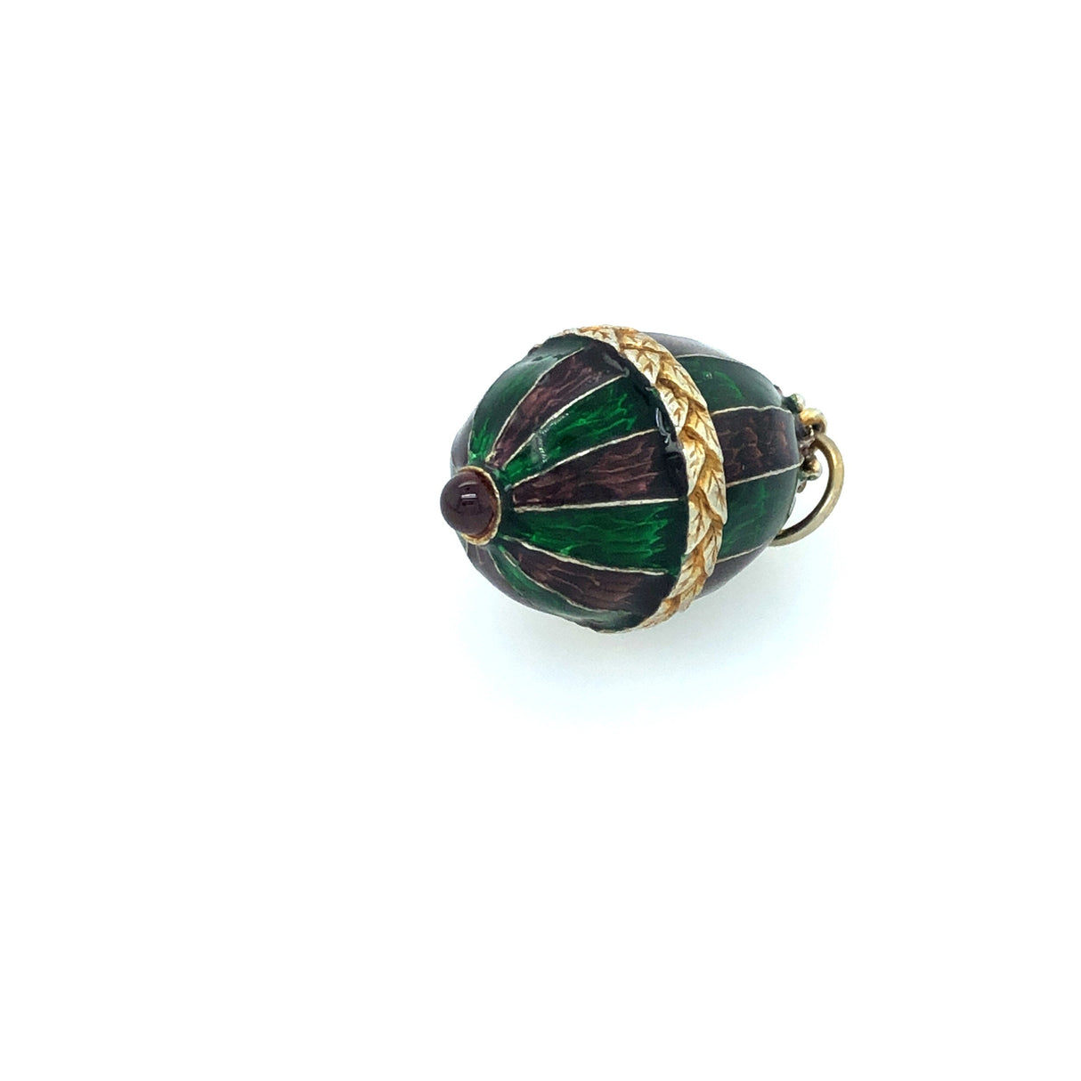 Vintage Silver Gilt and Enamel Egg-shaped Pendant with Garnet Cabochon The Vintage Jewellery Company