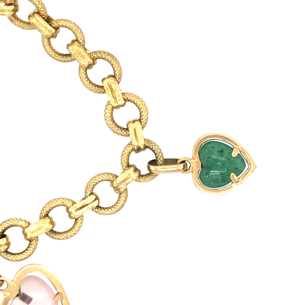 Vintage 18ct Gold Bracelet with Gemstone Hearts