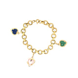 Vintage 18ct Gold Bracelet with Gemstone Hearts