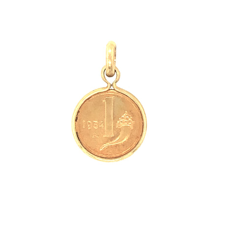Vintage 1950s 18ct Cornucopia 1 Lire Coin Pendant