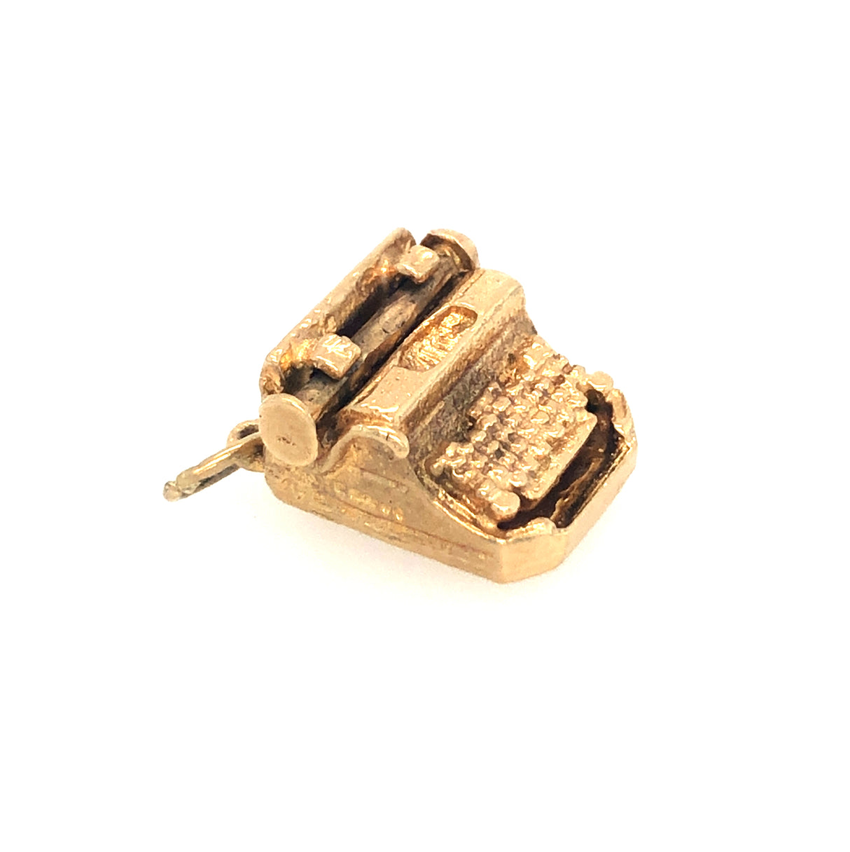 Vintage Gold Typewriter Charm with Moveable Carriage