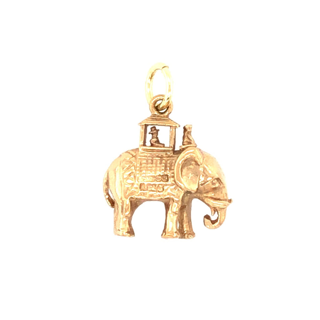 Vintage Elephant with Howdah Seat Charm in 9ct Gold