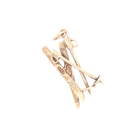 Vintage Gold Crossed Skis Charm