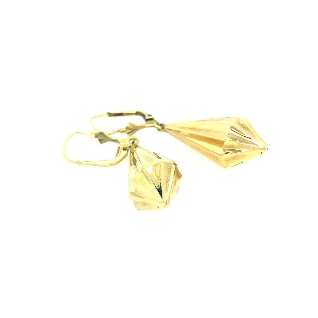 Vintage Gold Faceted Torpedo Drop Earrings