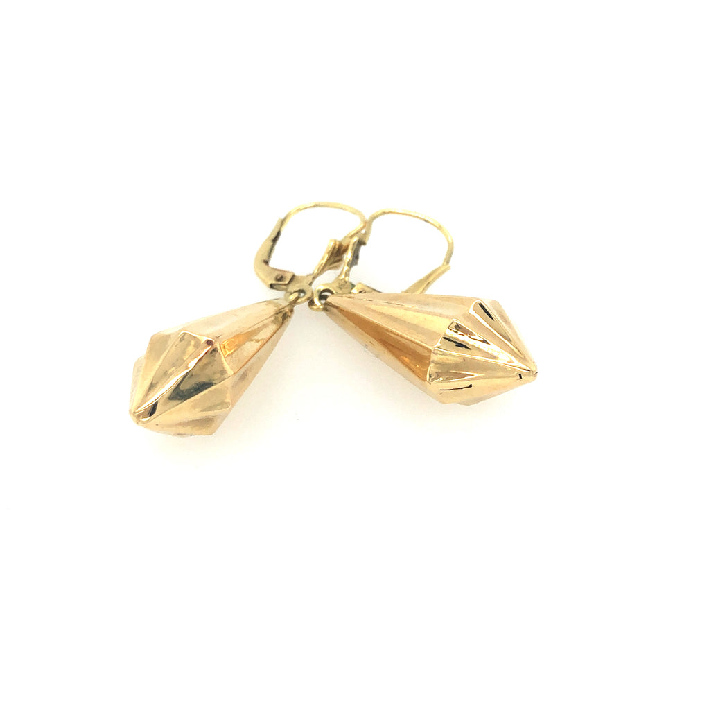 Vintage Gold Faceted Torpedo Drop Earrings