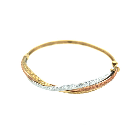 Vintage Italian Tri-Colour Gold Crossover Bracelet