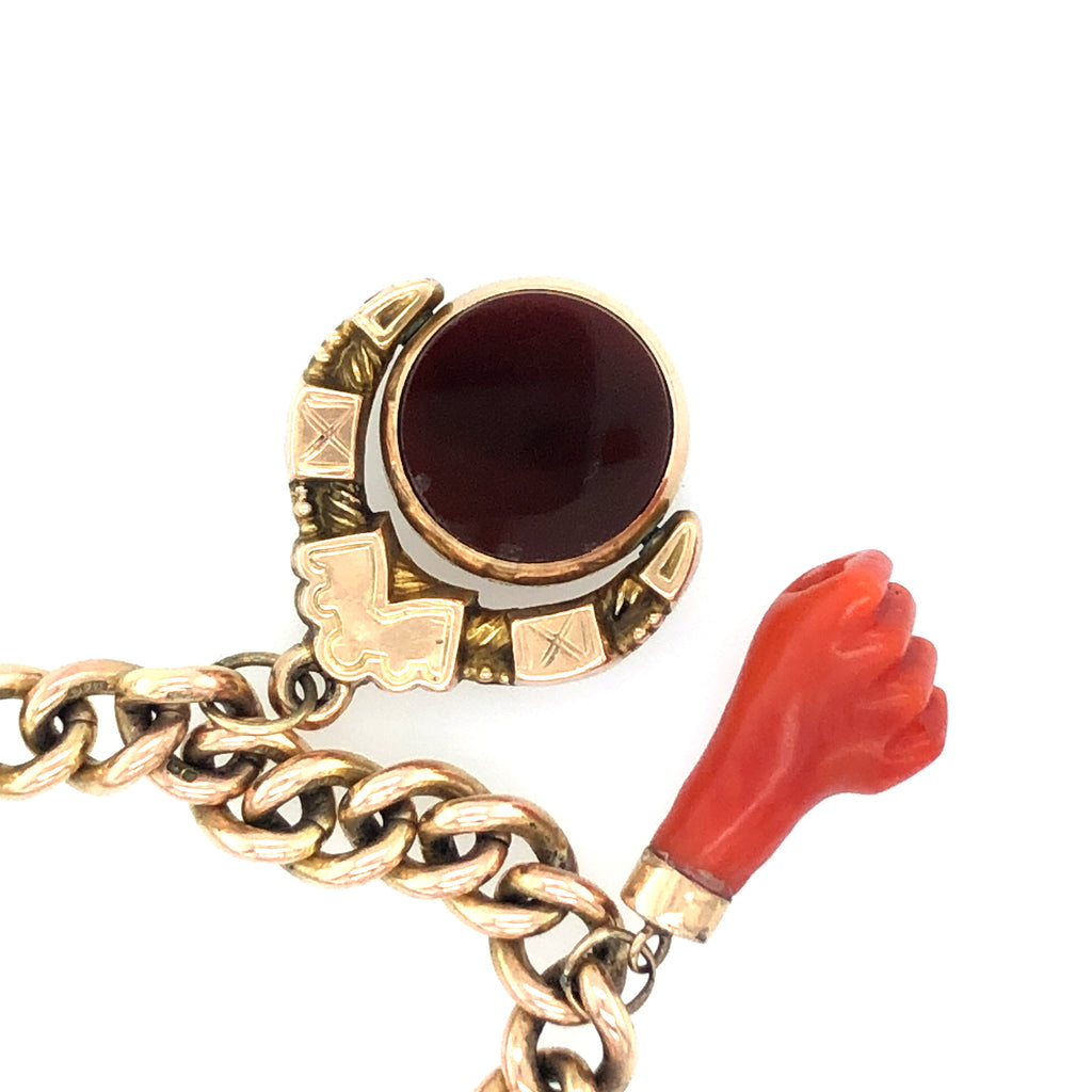 Vintage Charm Bracelet With Coral Hand