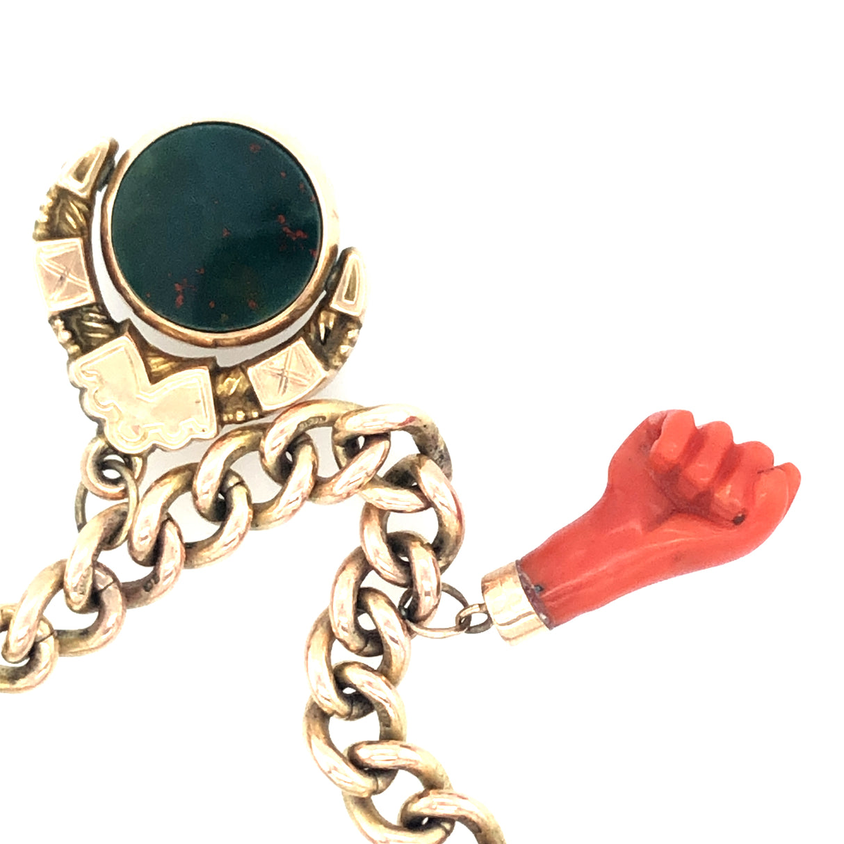 Vintage Charm Bracelet With Coral Hand
