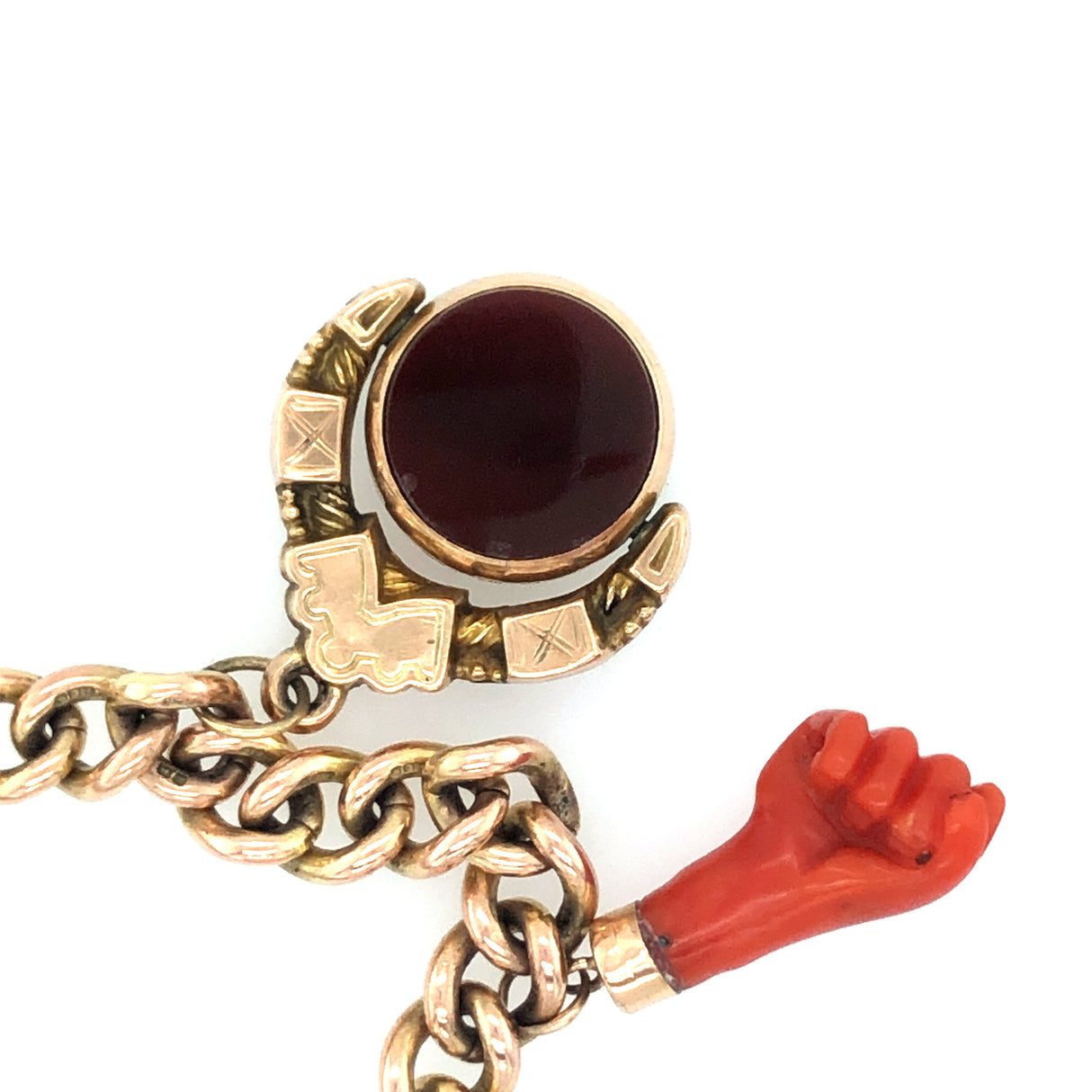 Vintage Charm Bracelet With Coral Hand