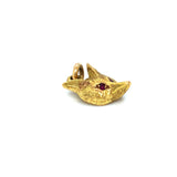 Gold and Ruby Fox Head Vintage Pendant side view