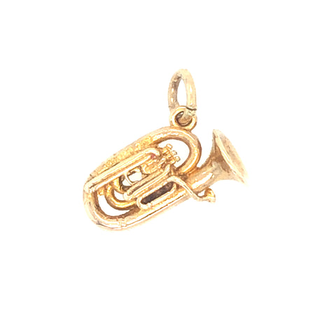 Vintage gold tuba charm pendant 1960s