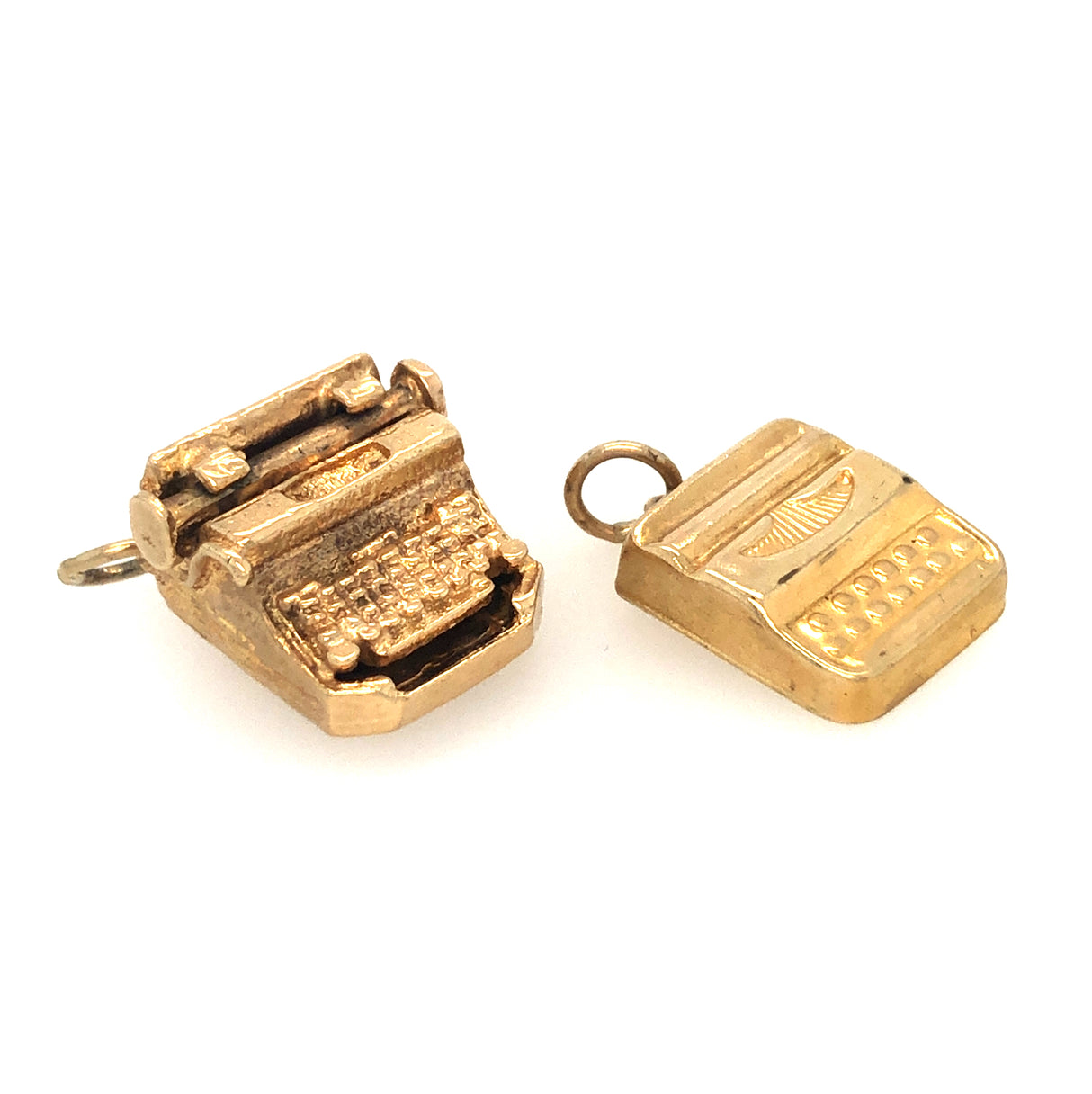 Vintage Gold Typewriter Charm with Moveable Carriage