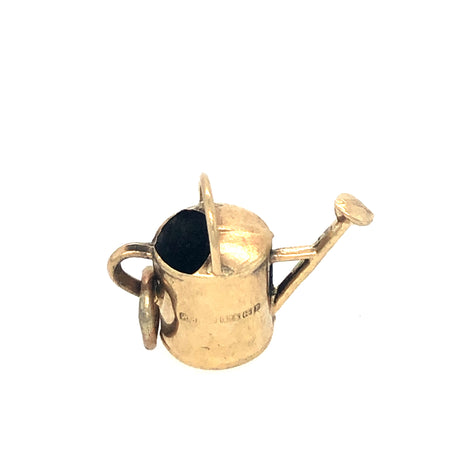 Vintage Gold Garden Watering Can Pendant Charm
