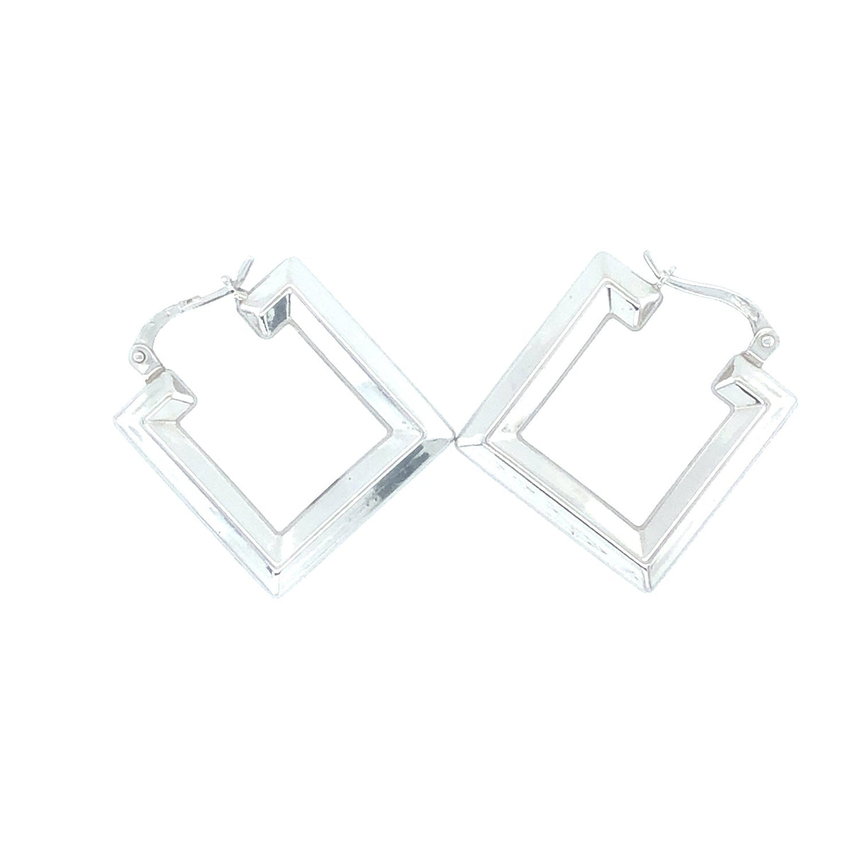 White Gold Square "Hoop" Vintage Earrings The Vintage Jewellery Company