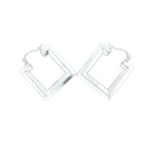 White Gold Square "Hoop" Vintage Earrings The Vintage Jewellery Company