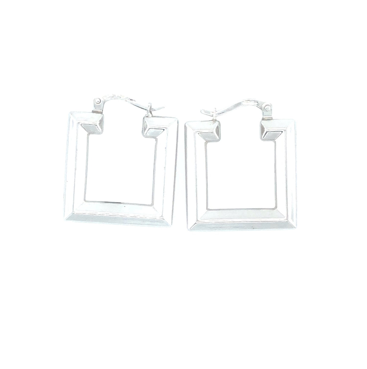 White Gold Square "Hoop" Vintage Earrings The Vintage Jewellery Company