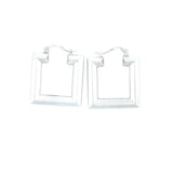 White Gold Square "Hoop" Vintage Earrings The Vintage Jewellery Company