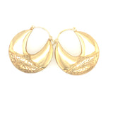 1990s 9ct Gold Ridged Hoop Earrings