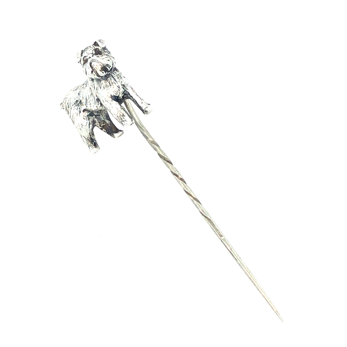 Edwardian Silver Dog  Stick Pin / Tie Pin